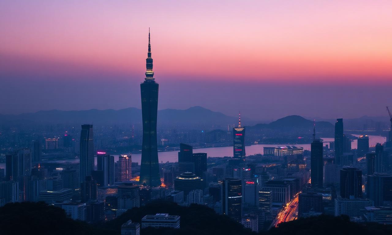 Skyline de Seul ao pôr do sol